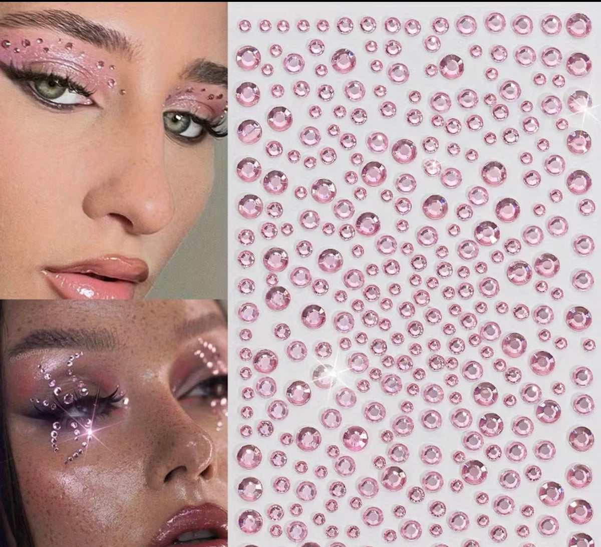 pink rhinestone stickers. Looks dazzling on your face.