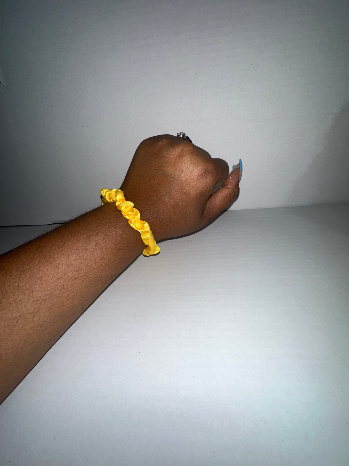 Bright Yellow Premium Minimalist Pleated Small Intestine Hair Ties, Multi-purpose Hair Accessories and Hand Jewelry, High-Elasticity Bun Hair Tie