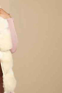 Beige Faux Fur Layered Gilets medium