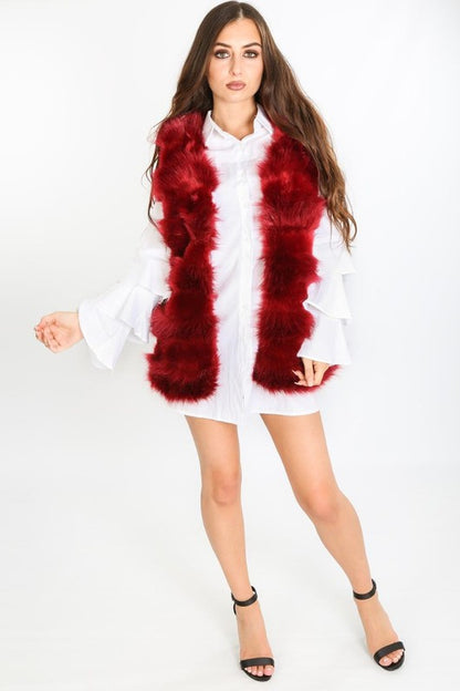 Red Faux Fur Layered Gilets medium