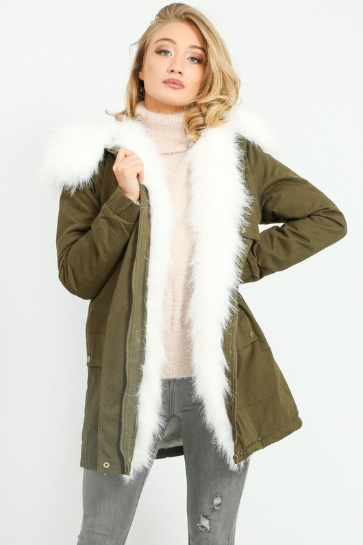 Parka jacket in khaki