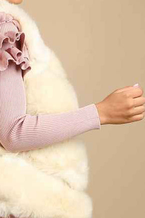 Beige Faux Fur Layered Gilets medium