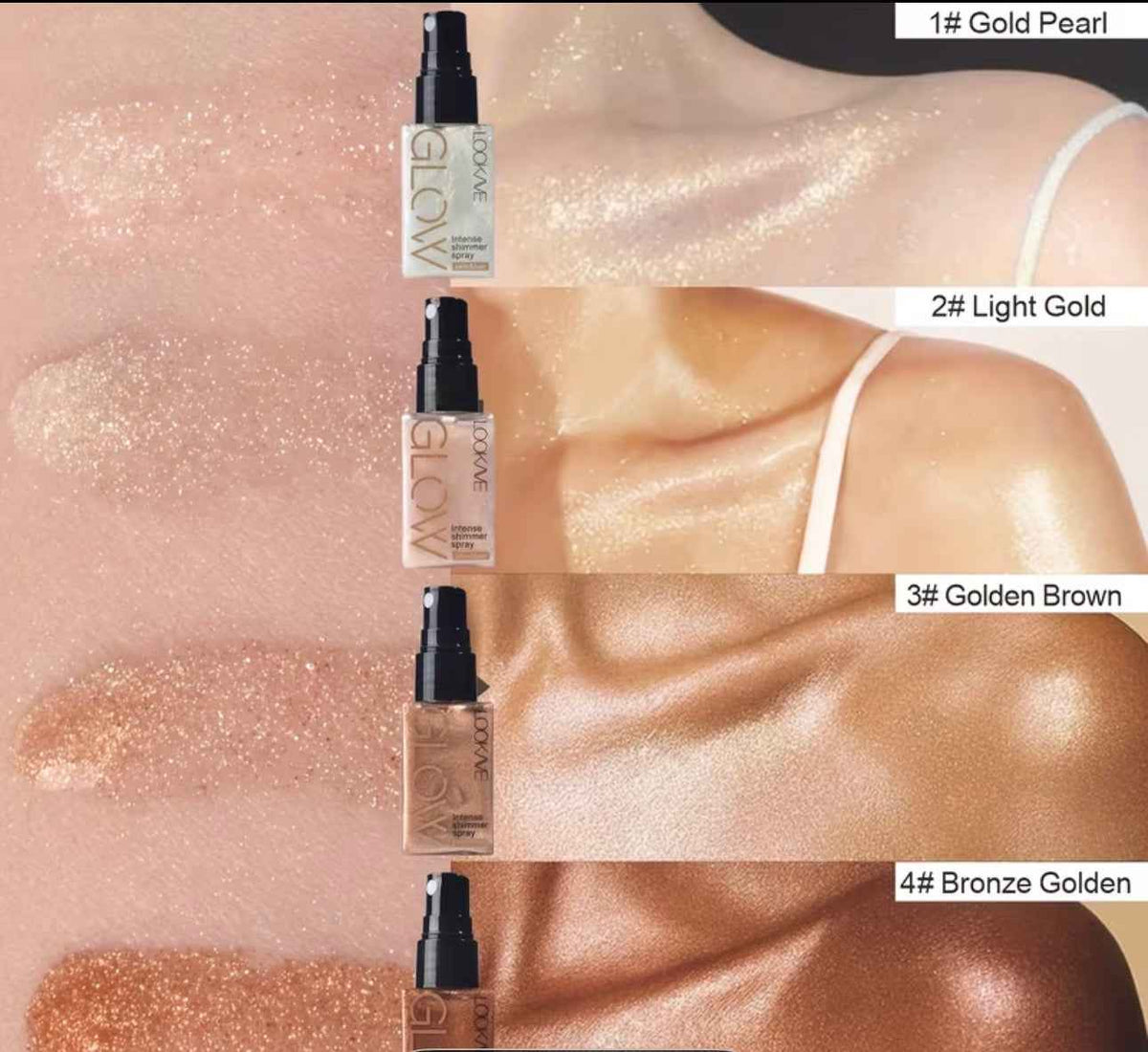 Shimmering highlighter sprays