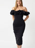 Ruched Tight fitted midi dress in black