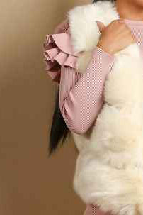 Beige Faux Fur Layered Gilets medium
