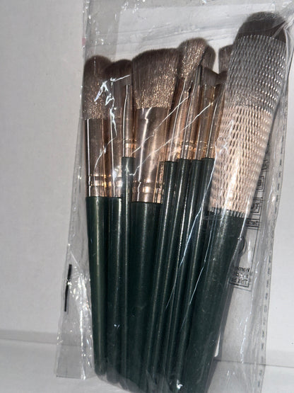 Khaki makeup brush set