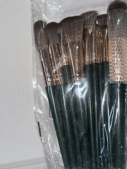 Khaki makeup brush set