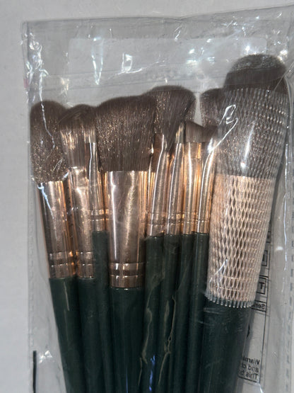 Khaki makeup brush set