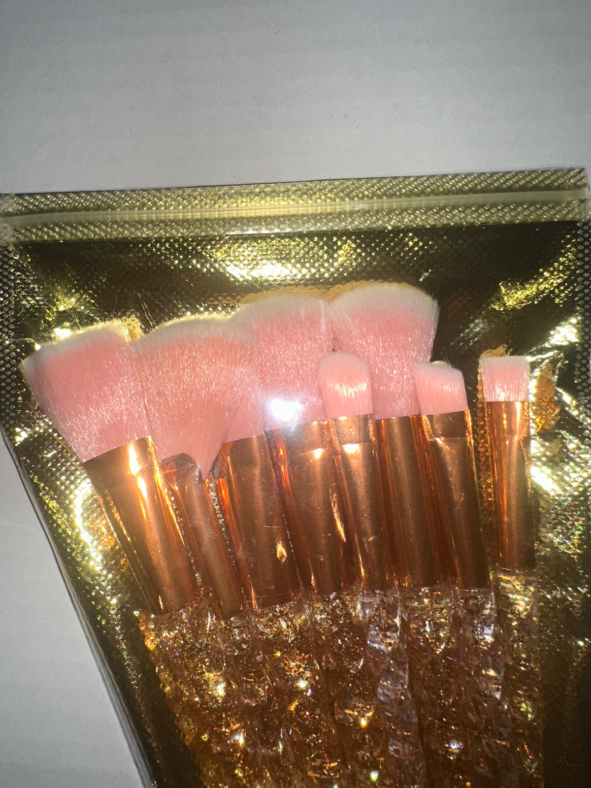 Crystal rose gold makeup brushes
