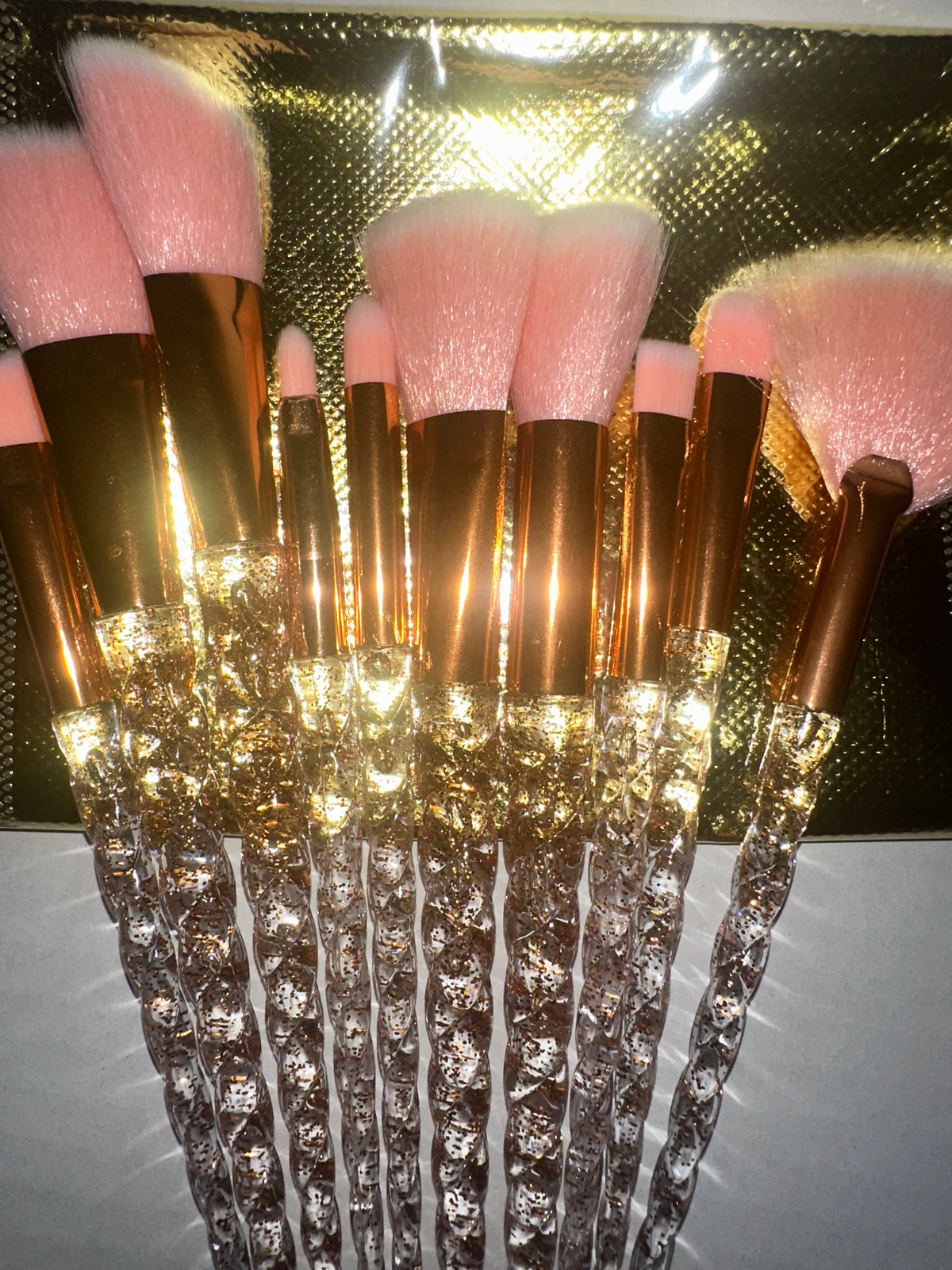 Crystal rose gold makeup brushes