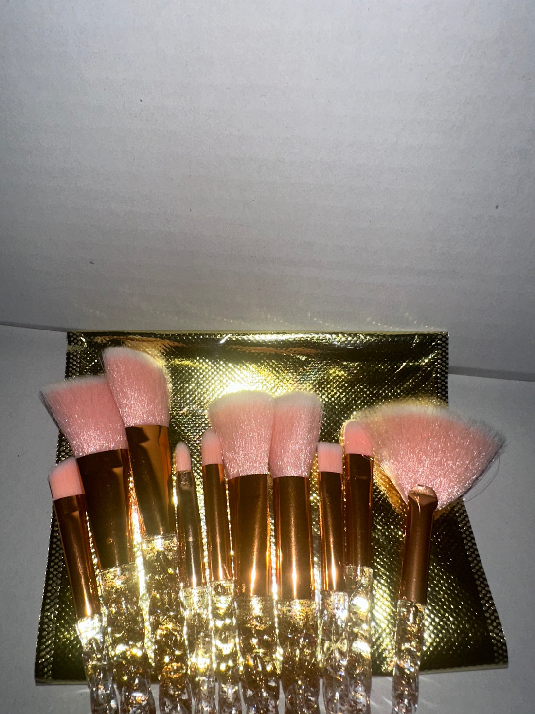 Crystal rose gold makeup brushes