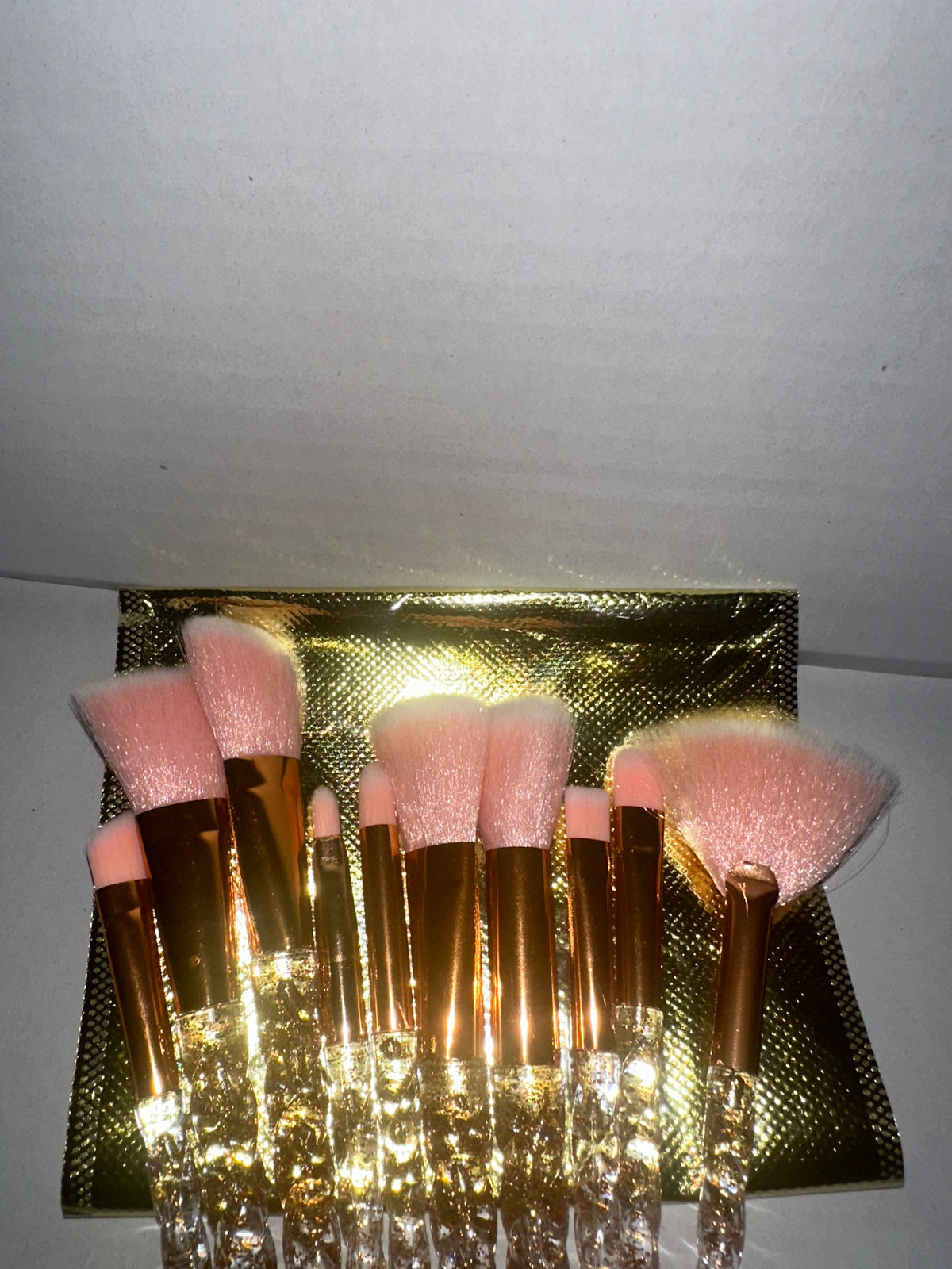 Crystal rose gold makeup brushes