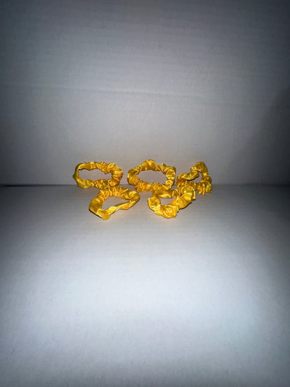 Bright Yellow Premium Minimalist Pleated Small Intestine Hair Ties, Multi-purpose Hair Accessories and Hand Jewelry, High-Elasticity Bun Hair Tie