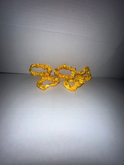 Bright Yellow Premium Minimalist Pleated Small Intestine Hair Ties, Multi-purpose Hair Accessories and Hand Jewelry, High-Elasticity Bun Hair Tie