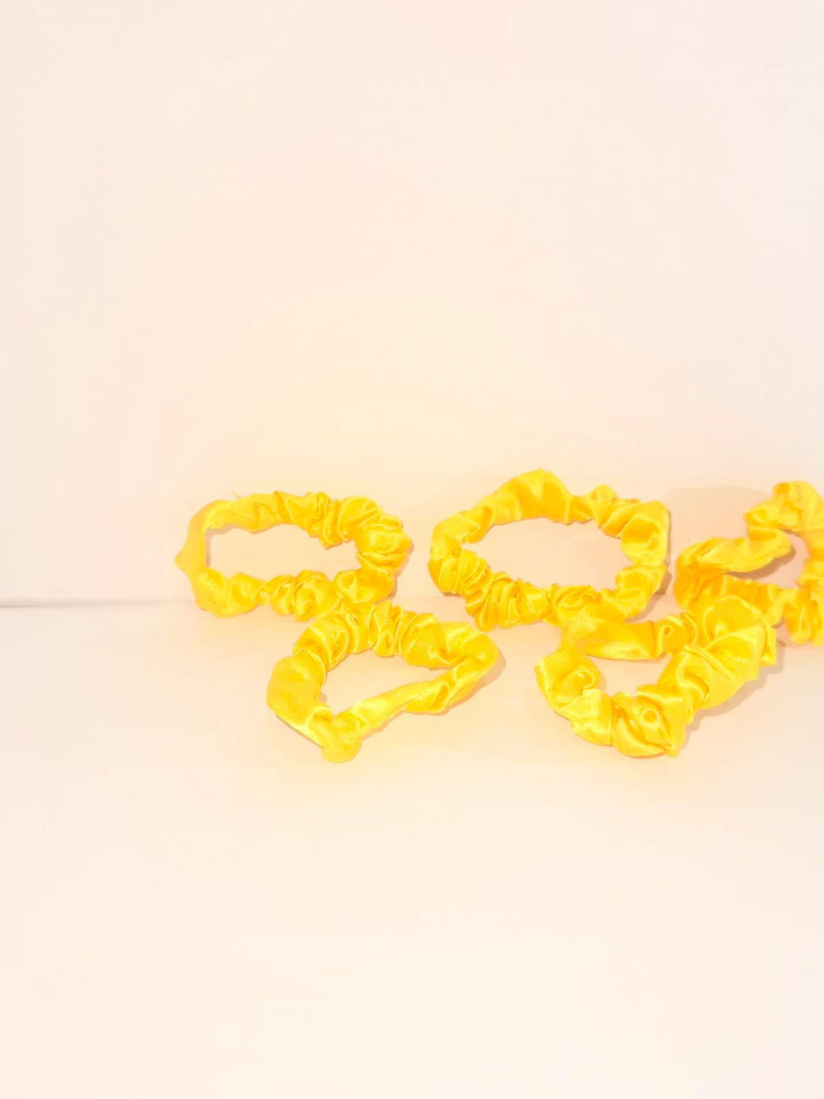 Bright Yellow Premium Minimalist Pleated Small Intestine Hair Ties, Multi-purpose Hair Accessories and Hand Jewelry, High-Elasticity Bun Hair Tie