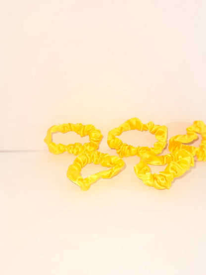 Bright Yellow Premium Minimalist Pleated Small Intestine Hair Ties, Multi-purpose Hair Accessories and Hand Jewelry, High-Elasticity Bun Hair Tie